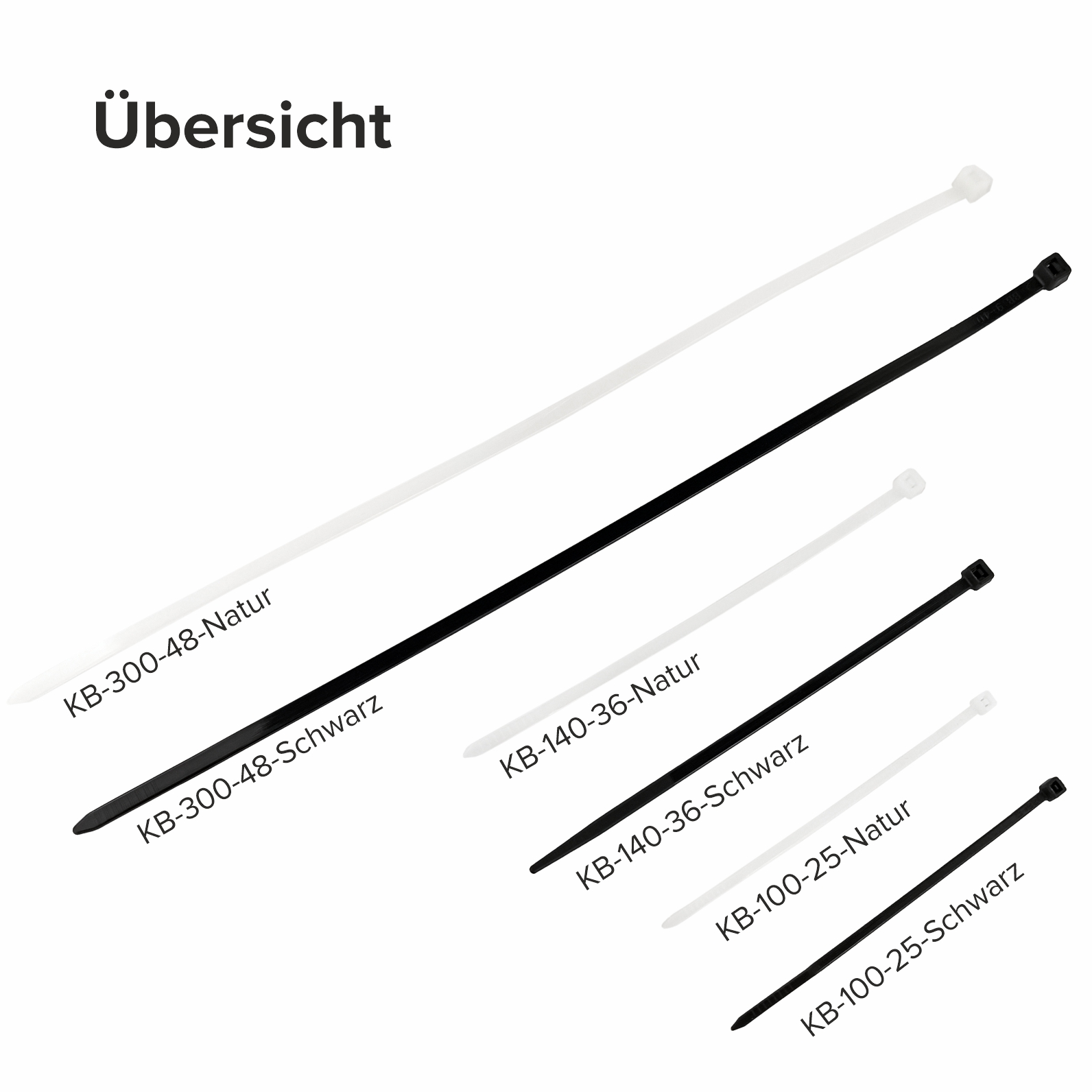 Kabelbinder aus Nylon natur 4,8 x 300 mm im 100er Beutel