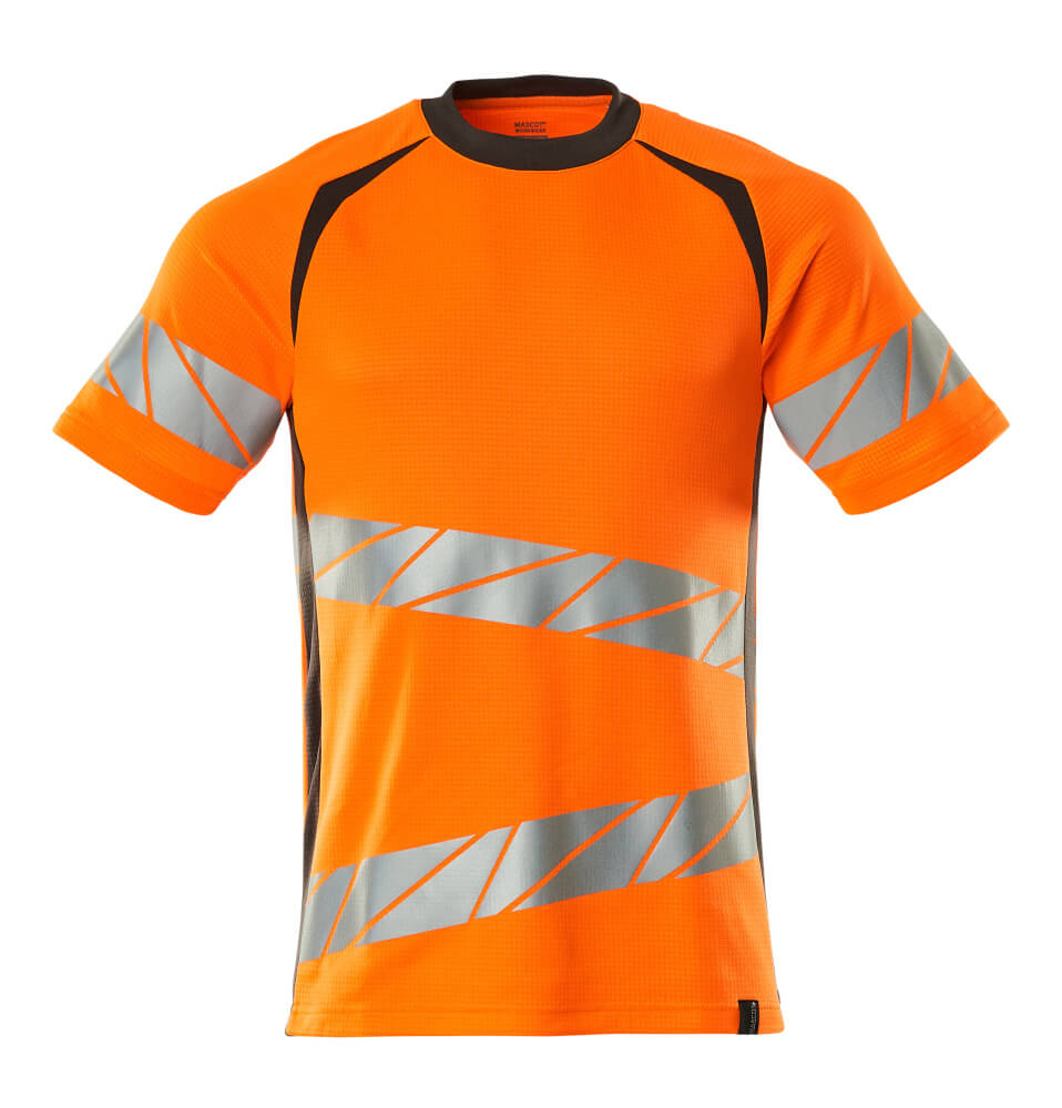 MASCOT® ACCELERATE SAFE T-Shirt, zweifarbige Warnschutzbekleidung in Hi-Vis Orange/Dunkelanthrazit mit schrägen Reflexstreifen, Größe 2XLONE