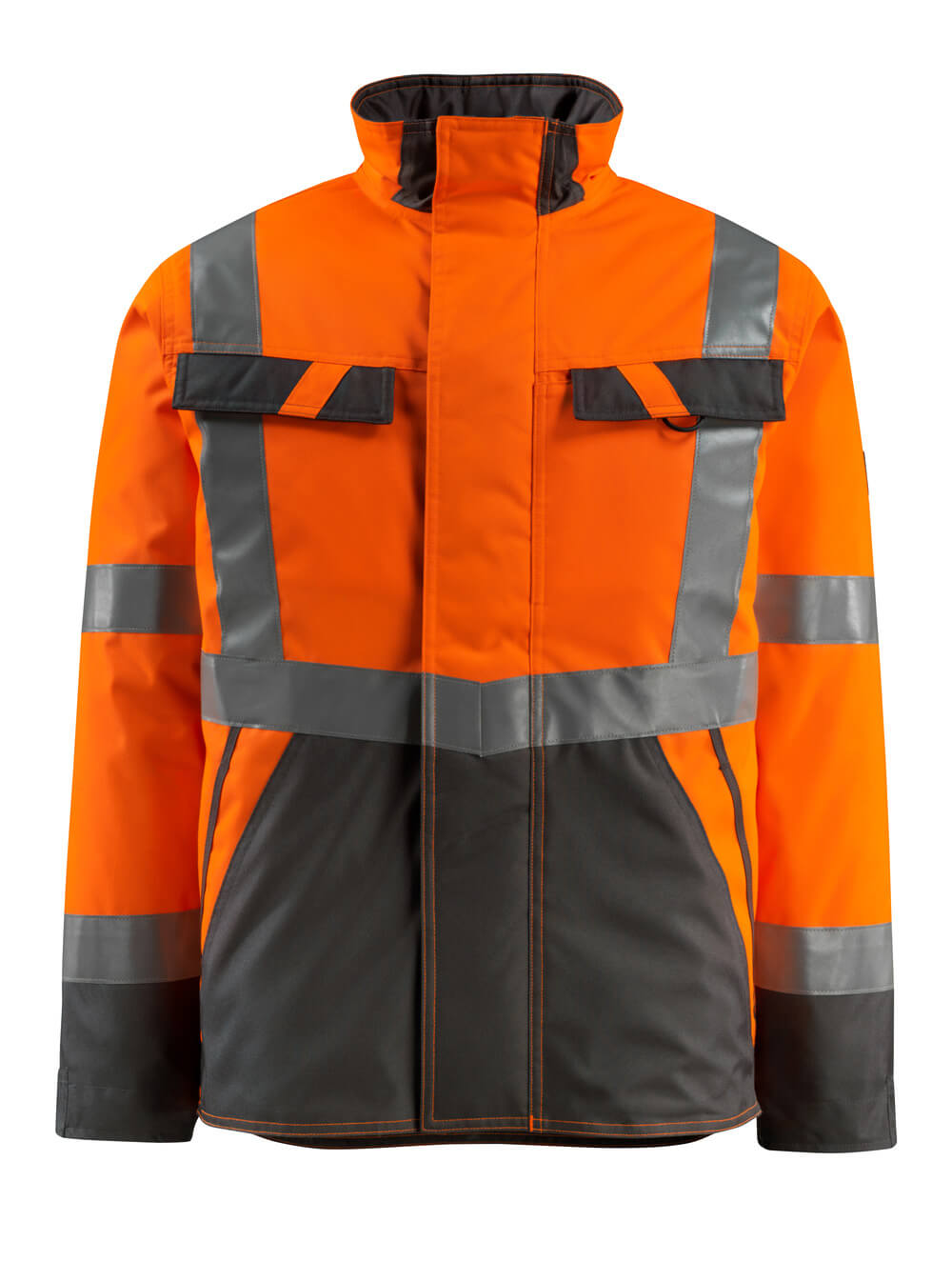 MASCOT® Penrith SAFE LIGHT Winterjacke, zweifarbig in Hi-Vis Orange/Dunkelanthrazit, Winterwarnschutzjacke mit reflektierenden Streifen, Größe 2XL