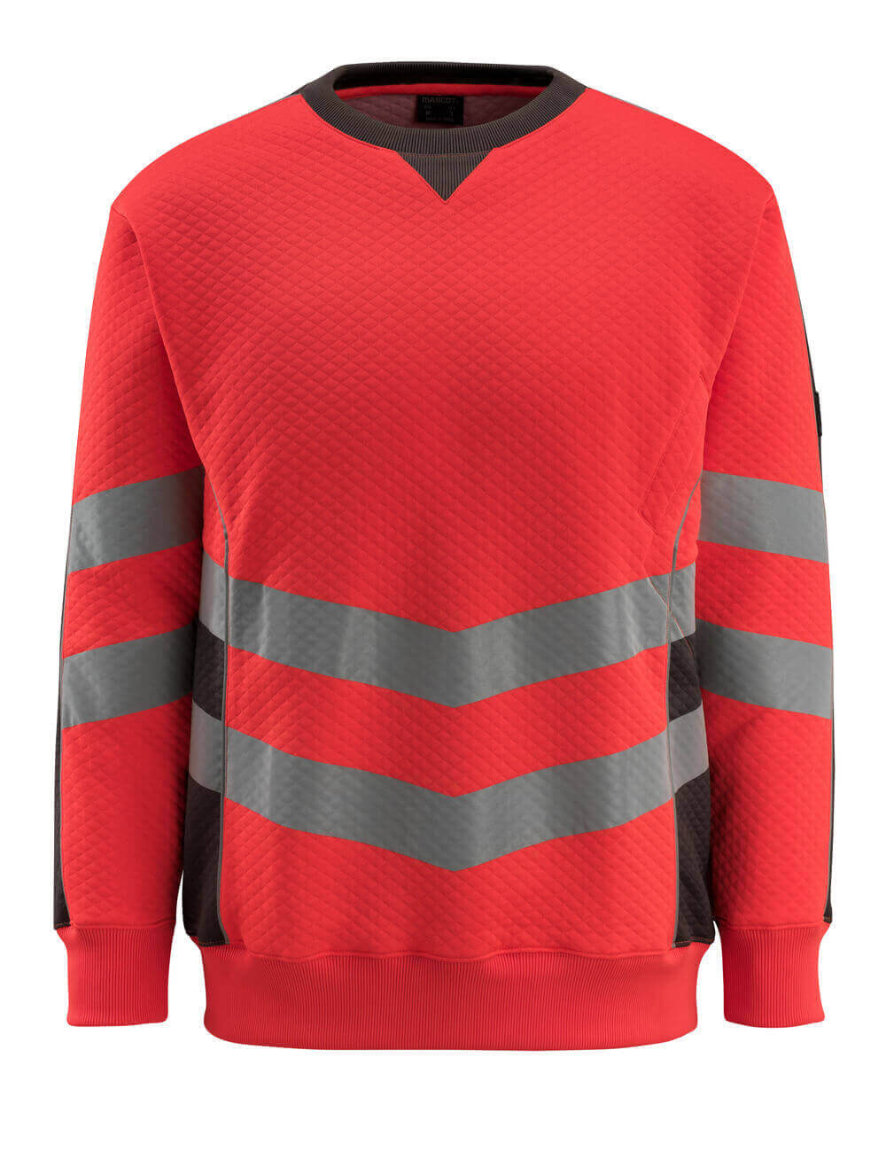 Vorderansicht des MASCOT® Wigton SAFE SUPREME Sweatshirts in Hi-vis Rot/Dunkelanthrazit, zweifarbige Warnschutzbekleidung mit reflektierenden Streifen in Größe 2XL
