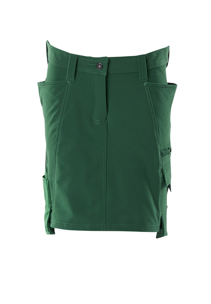 Grüner MASCOT® ACCELERATE Arbeitsrock in Damenpassform, Größe C34, mit funktionalen Taschen und Gürtelschlaufen für Handwerk und Arbeit