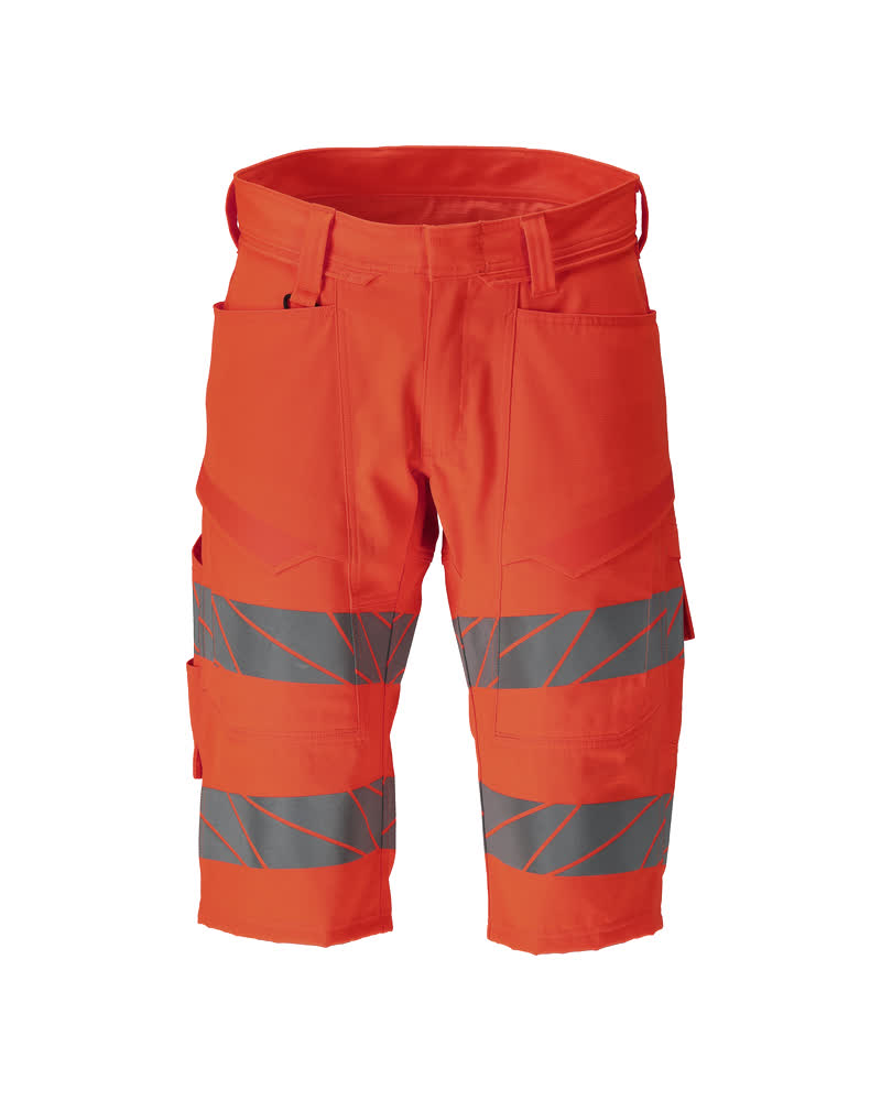 MASCOT® ACCELERATE SAFE Shorts, lang in Hi-vis Rot C44, einfarbige Warnschutzarbeitshose mit reflektierenden Streifen für hohe Sichtbarkeit