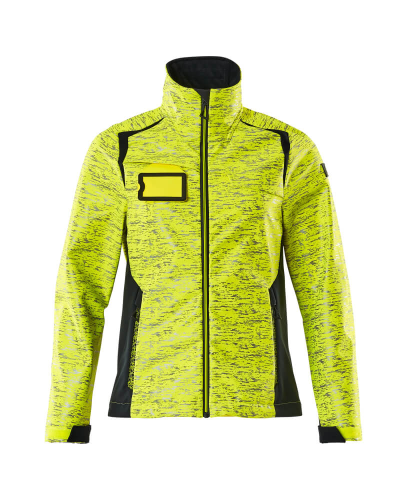 MASCOT® ACCELERATE SAFE Softshelljacke für Damen in Hi-vis Gelb/Schwarzblau, Größe 2XL, zweifarbige Winterwarnschutzbekleidung mit hohem Sichtbarkeitsgrad
