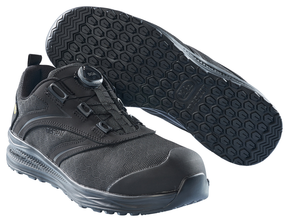 MASCOT® FOOTWEAR CARBON Sicherheitsschuhe in Schwarz mit BOA® Fit System, Karbon-Zehenschutzkappe, textiler Nageldurchtrittschutz und rutschhemmender Gummilaufsohle