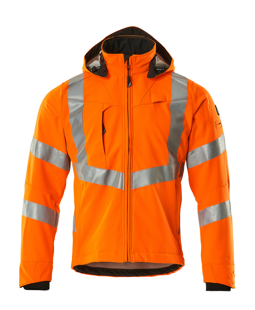 MASCOT® Blackpool SAFE SUPREME Softshelljacke in fluoreszierendem Orange mit Reflexstreifen, zweifarbige Winterwarnschutzjacke Hi-Vis in Größe 4XL
