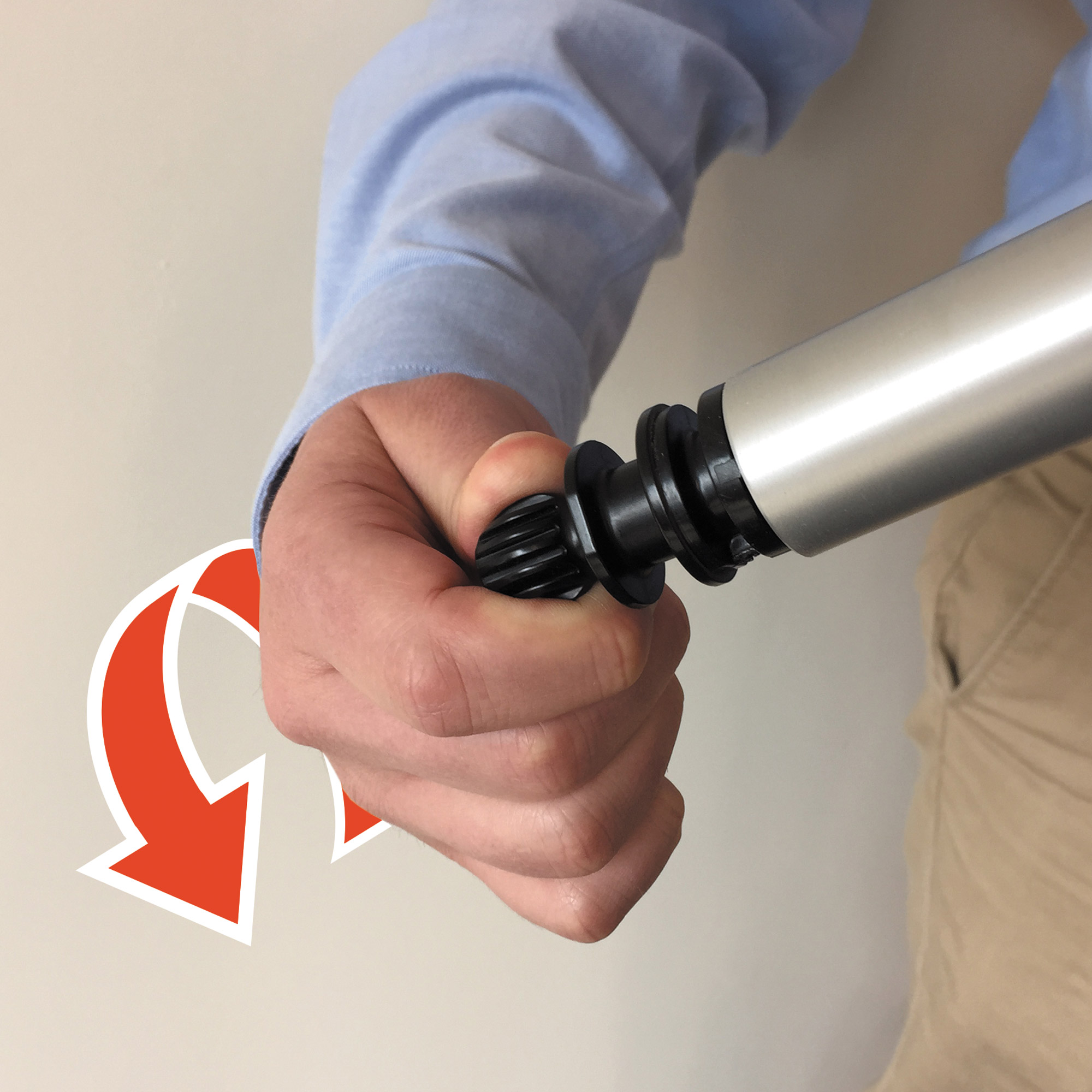 ZipWall Bodenadapter für 3,6 m Teleskopstangen, Montageansic