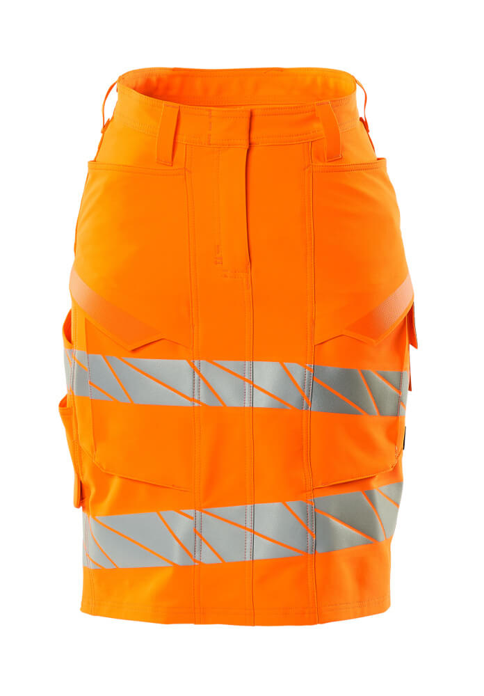 MASCOT® ACCELERATE SAFE Damen-Warnschutzrock in Hi-Vis Orange mit Reflexstreifen, DIAMOND Passform, leichtem 4-Wege-Stretch, Taschen und Gürtelschlaufen für Arbeit und Sicherheit