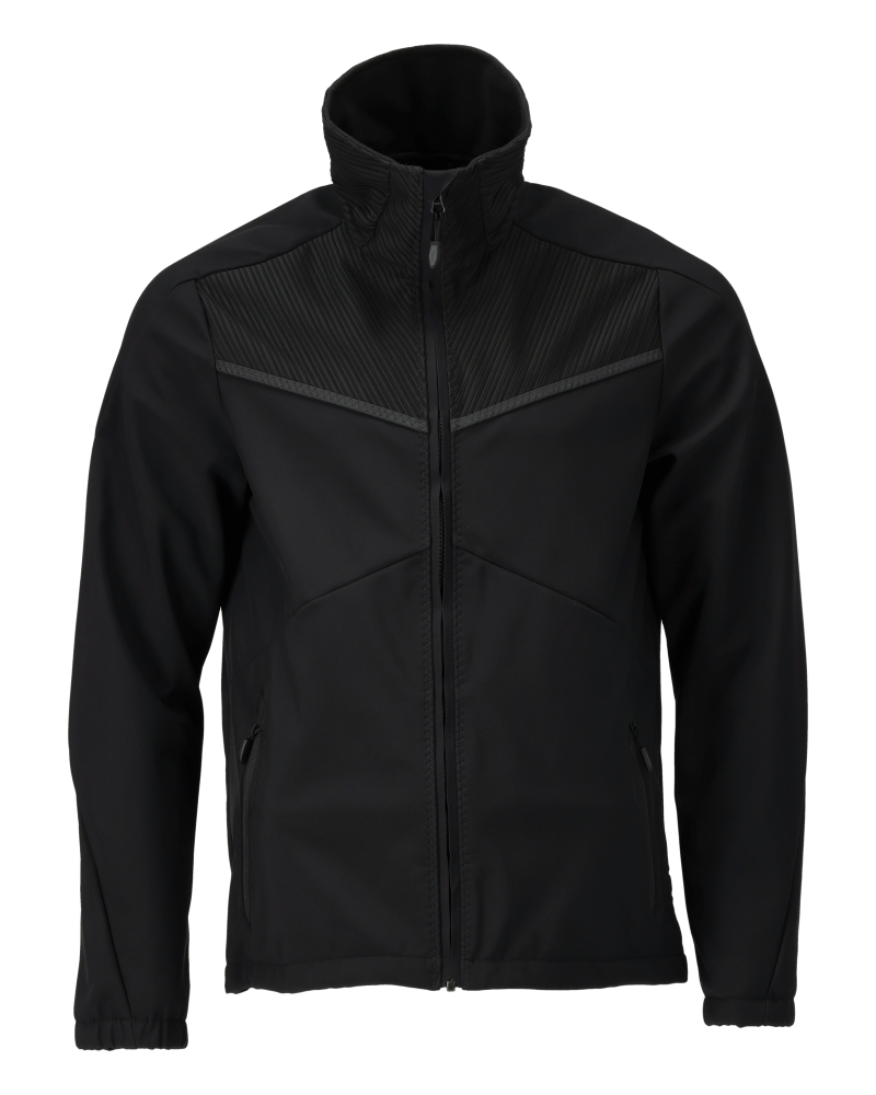 MASCOT® CUSTOMIZED Softshelljacke in Schwarz, Größe 2XL, wind- und wasserabweisende Winterjacke mit Reißverschluss und hohem Kragen