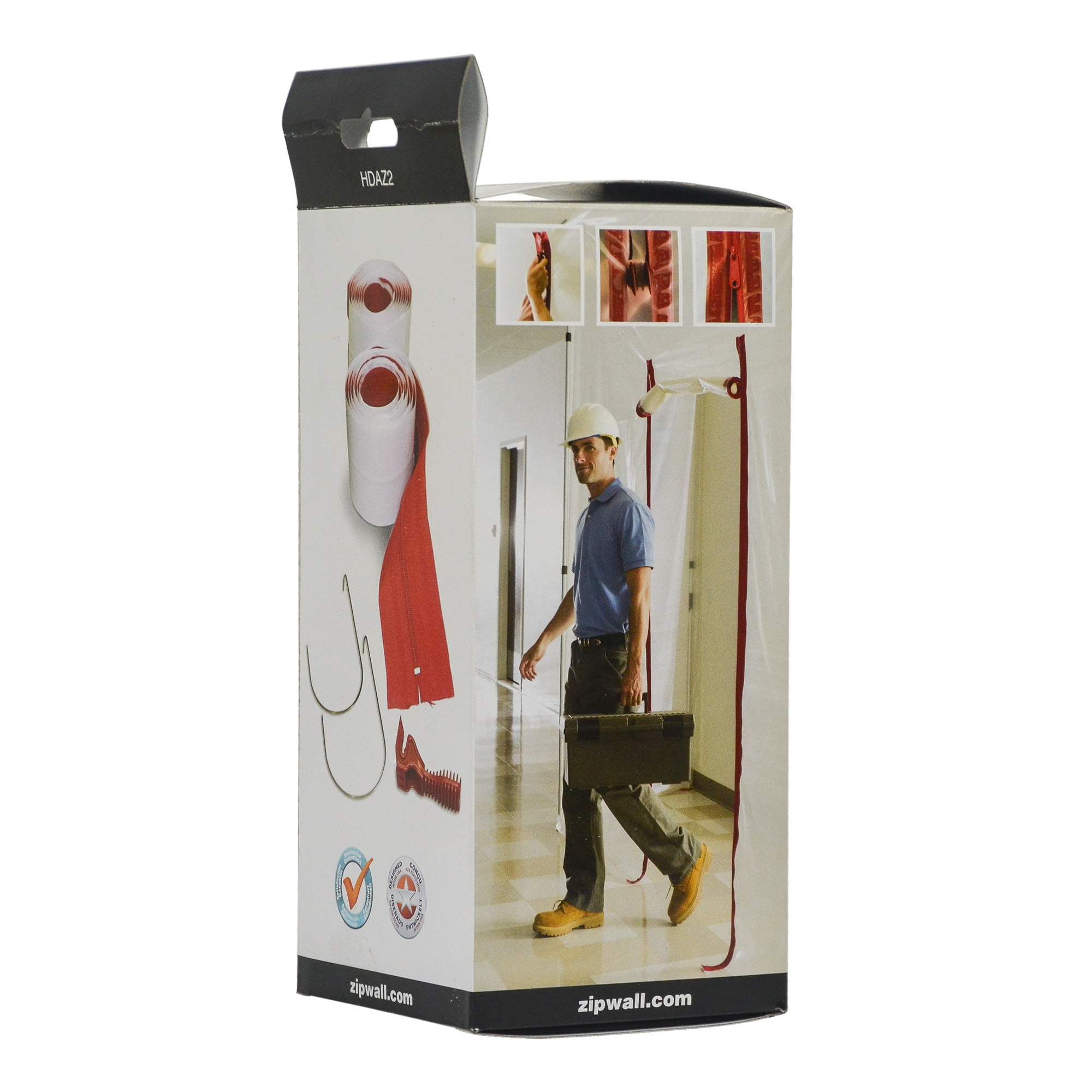 ZipWall rote selbstklebende Reißverschlüsse 2er Set mit Foli