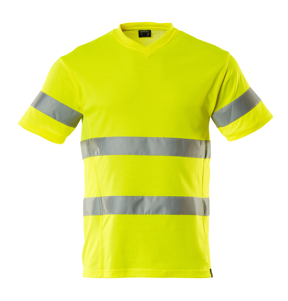MASCOT® SAFE CLASSIC T-Shirt in Hi-Vis Gelb, Größe 2XL, einfarbige Warnschutzbekleidung mit umlaufenden reflektierenden Streifen für bessere Sichtbarkeit