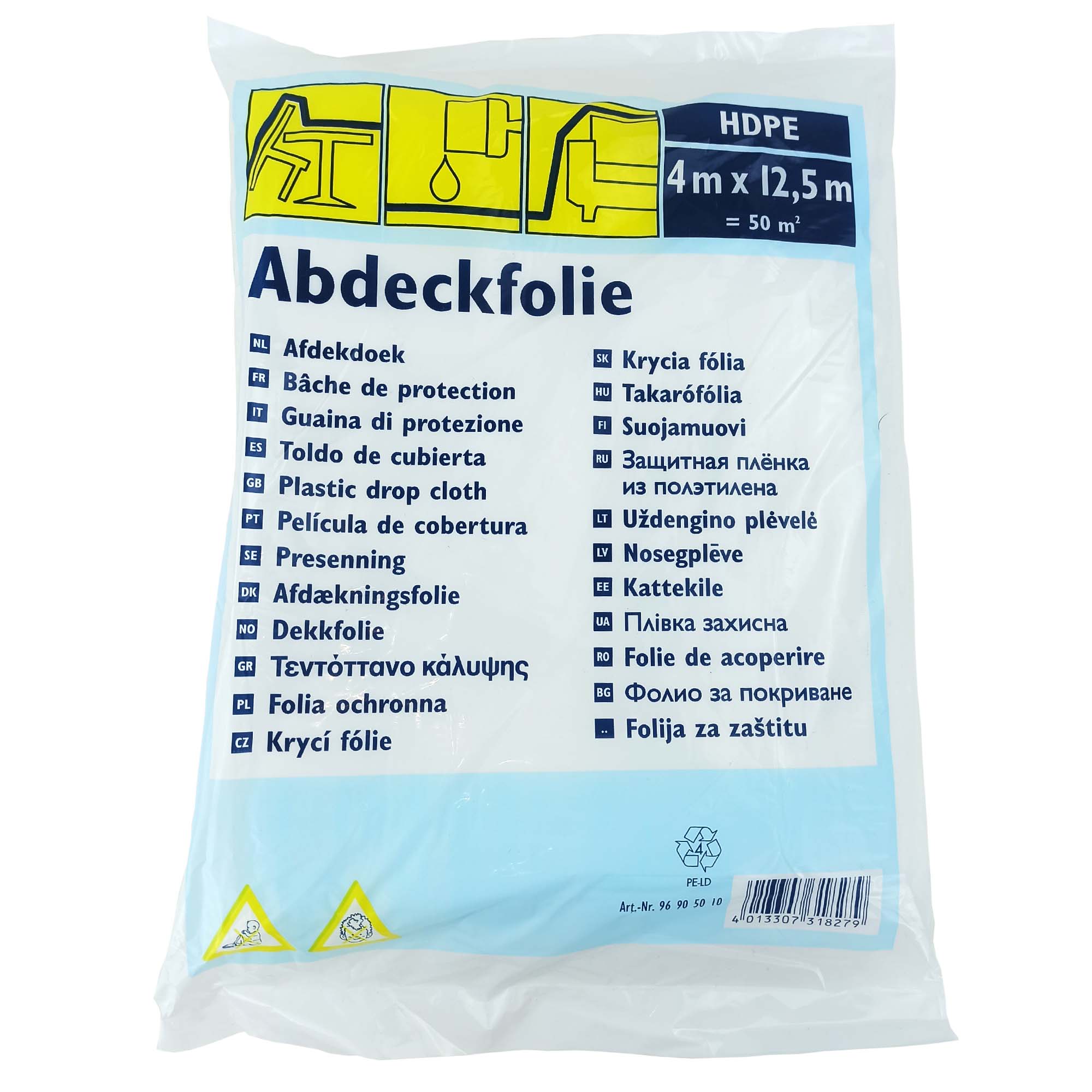Zero Dust HDPE Abdeckfolie Standard 4 x 12,5 m transparent