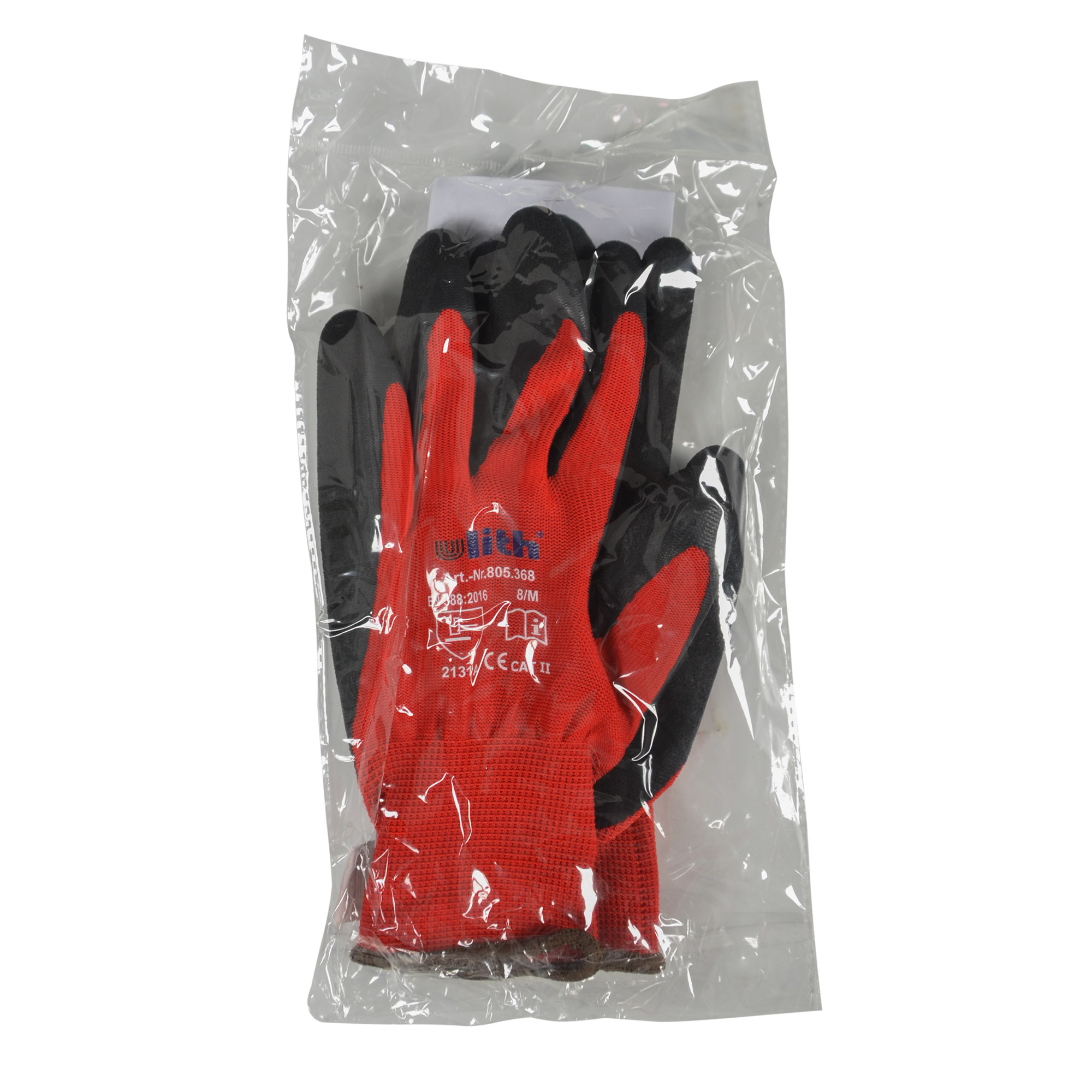 Zero Dust Montage-Feinstrickhandschuh rot mit Latex Größe 8