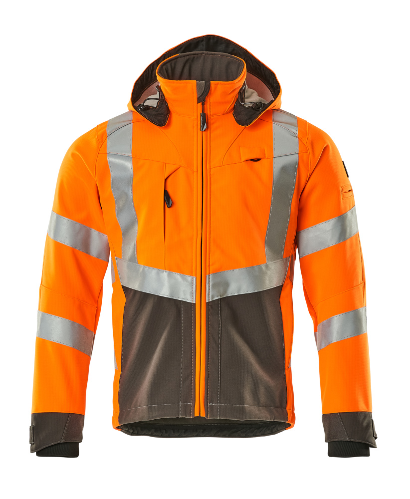 MASCOT® Blackpool SAFE SUPREME Softshelljacke in Hi-Vis Orange/Dunkelanthrazit, Größe 2XL, zweifarbige Winterwarnschutzjacke mit Reflexstreifen