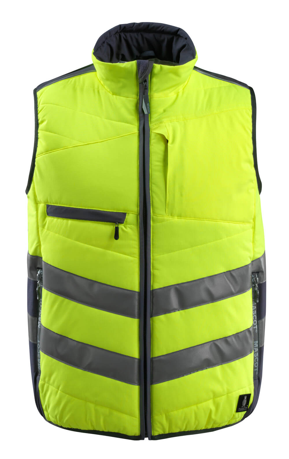 Vorderansicht der MASCOT® Grimsby SAFE SUPREME Winterweste in Warnschutz-Design mit Reflexstreifen, zweifarbig Hi-vis Rot/Dunkelanthrazit, Größe 2XL