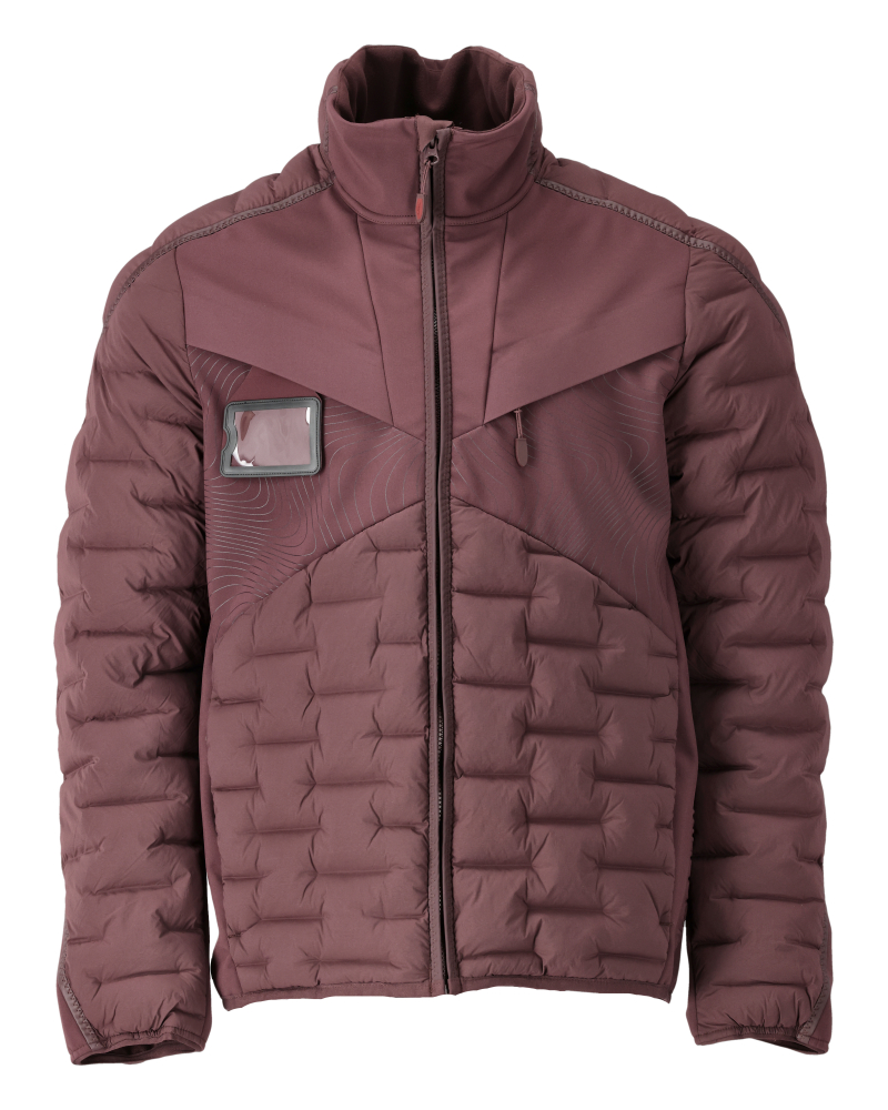 MASCOT® CUSTOMIZED Jacke in Bordeaux, Größe 2XL, warme gesteppte Winter-Arbeitsjacke mit Reißverschluss, Stehkragen und Ausweishalter