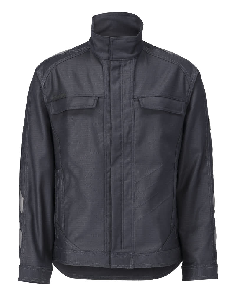 Vorneansicht der schwarzen MASCOT® UNIQUE Arbeitsjacke in Größe 2XL mit hohem Kragen und Brusttaschen