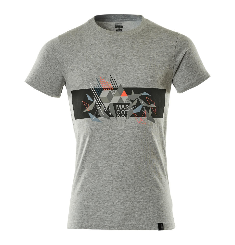 Vorderansicht des MASCOT® ACCELERATE SAFE T-Shirts in Grau-meliert/Hi-vis Rot, Größe 2XL, zweifarbige Warnschutzbekleidung mit modernem Print
