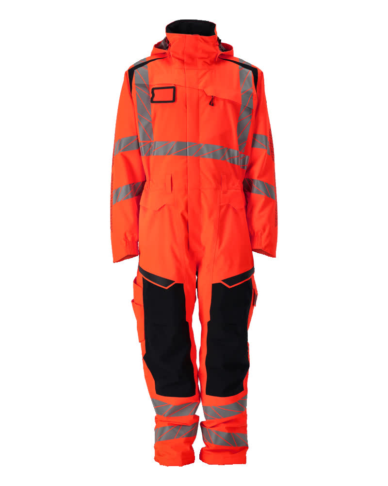 MASCOT® ACCELERATE SAFE Winteroverall in Hi-Vis Rot/Dunkelanthrazit, Größe 2XL, mit reflektierenden Streifen als zweifarbige Winterwarnschutzbekleidung