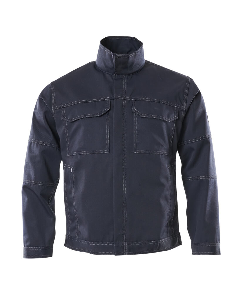 MASCOT® Rockford INDUSTRY Arbeitsjacke in Schwarzblau, leichte Twill-Jacke mit Stehkragen, Brusttaschen, Reißverschluss, Wetterschutzleiste und dreifachen Kappnähten