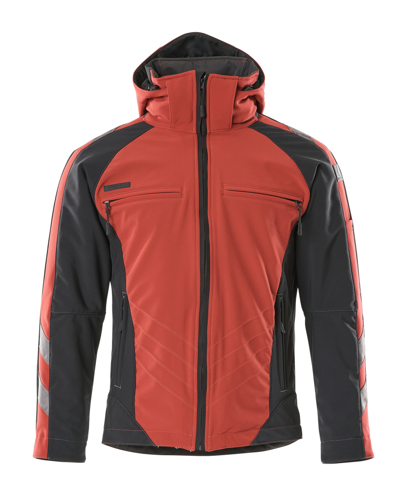 MASCOT® Darmstadt UNIQUE Winterjacke in Rot/Schwarz, Größe 2XL, mit CLIMASCOT® Isolierung, abnehmbarer Kapuze, Reißverschlusstaschen und ergonomischen Ärmeln