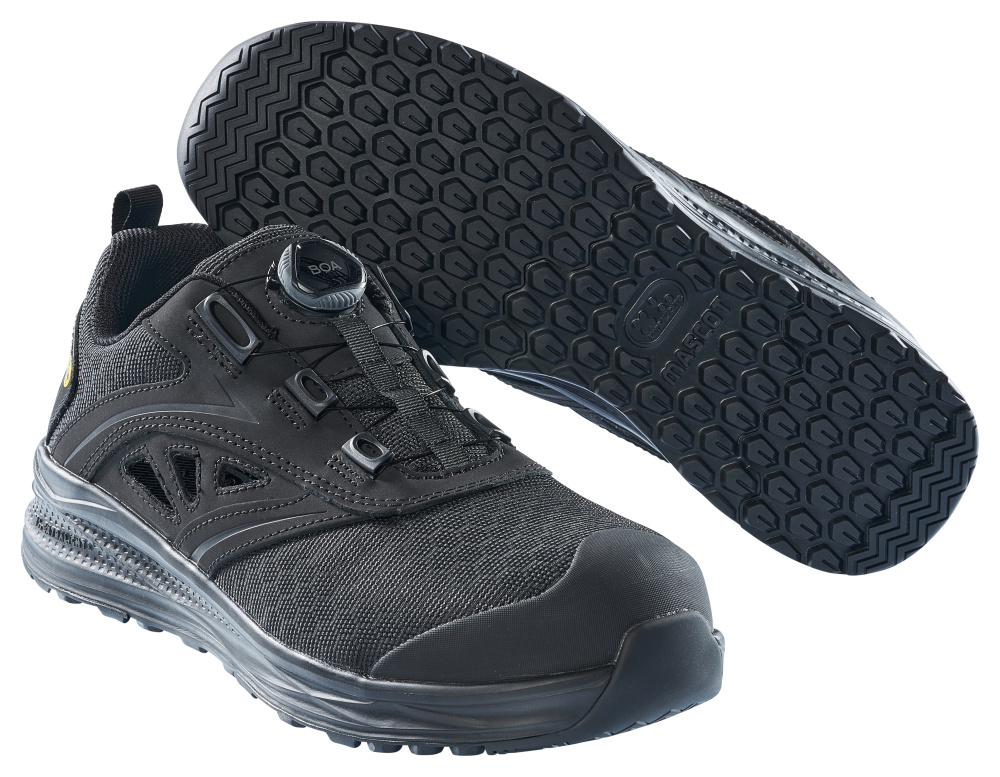 MASCOT® FOOTWEAR CARBON Sicherheitssandalen in Schwarz mit BOA® Fit System, Karbon-Zehenschutzkappe, textiler Durchtrittsohle und rutschhemmender Gummilaufsohle
