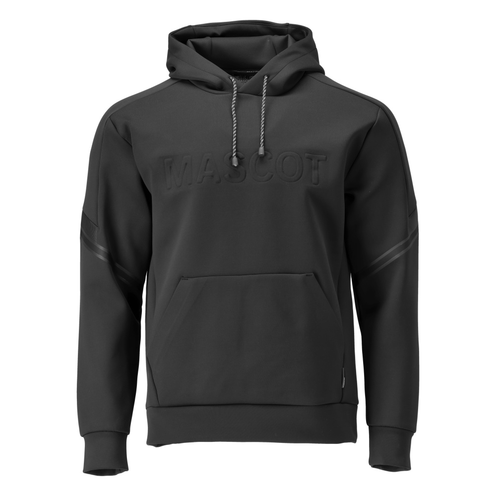 Schwarzes MASCOT® CUSTOMIZED Fleece Kapuzensweatshirt in Größe 2XL, robuste Arbeitsbekleidung mit Kapuze und Kängurutasche