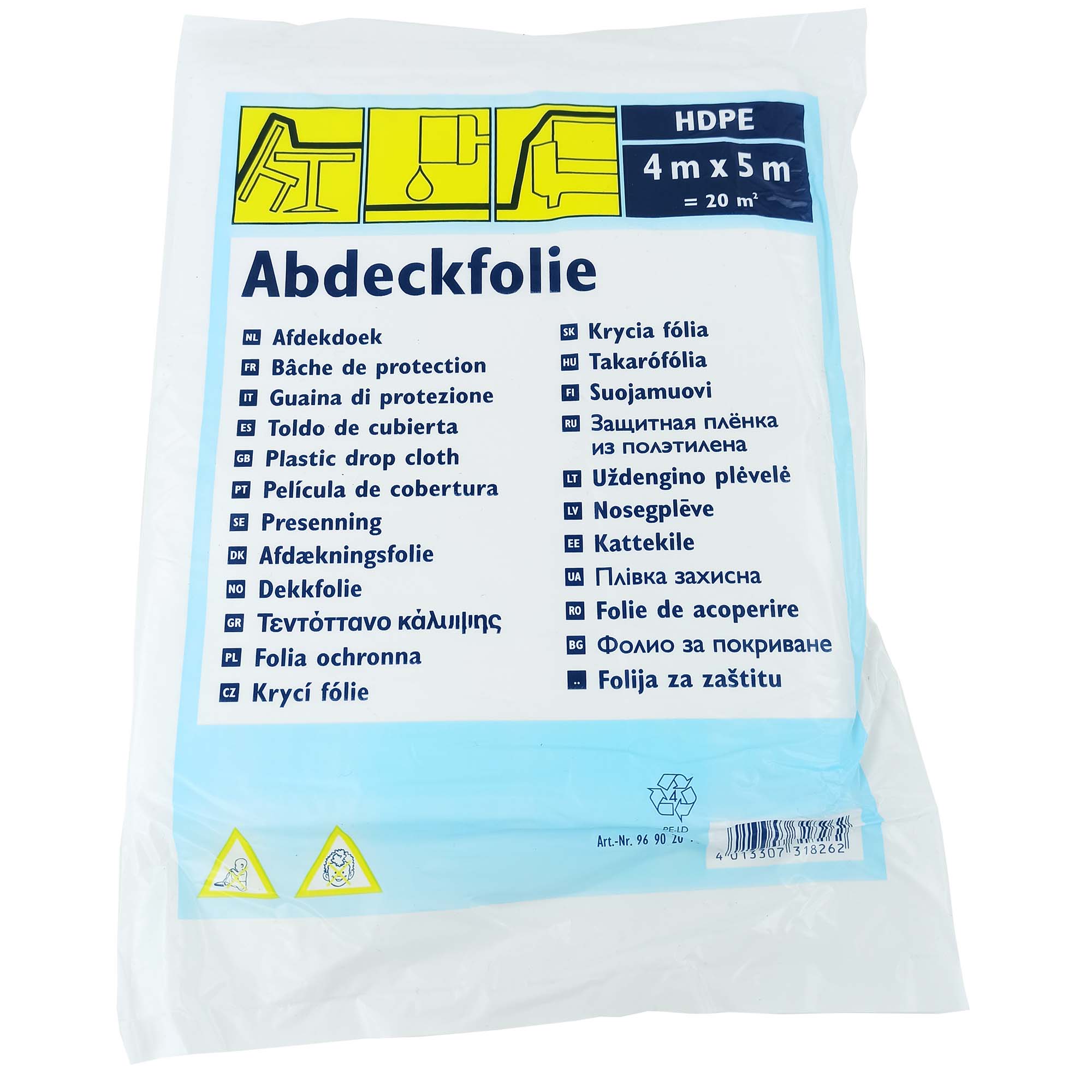 Transparente HDPE Abdeckfolie 4x5 m von Zero Dust