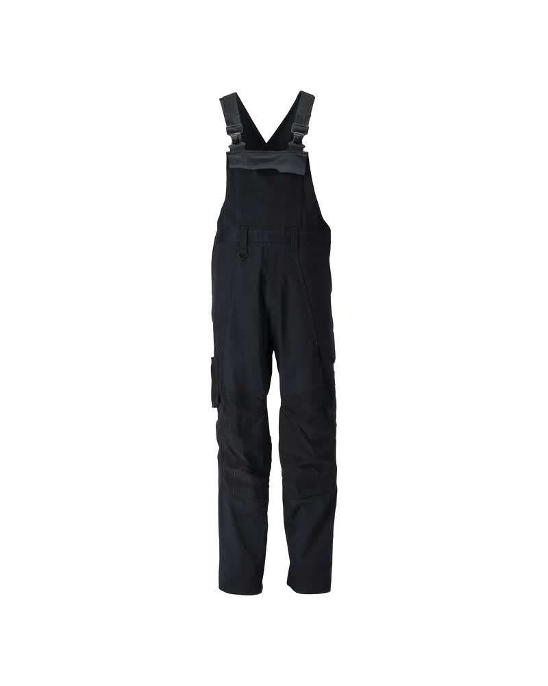 MASCOT® ACCELERATE Latzhose mit Knietaschen, schwarze Arbeitslatzhose 76C46 mit verstellbaren Trägern und robusten Einsätzen