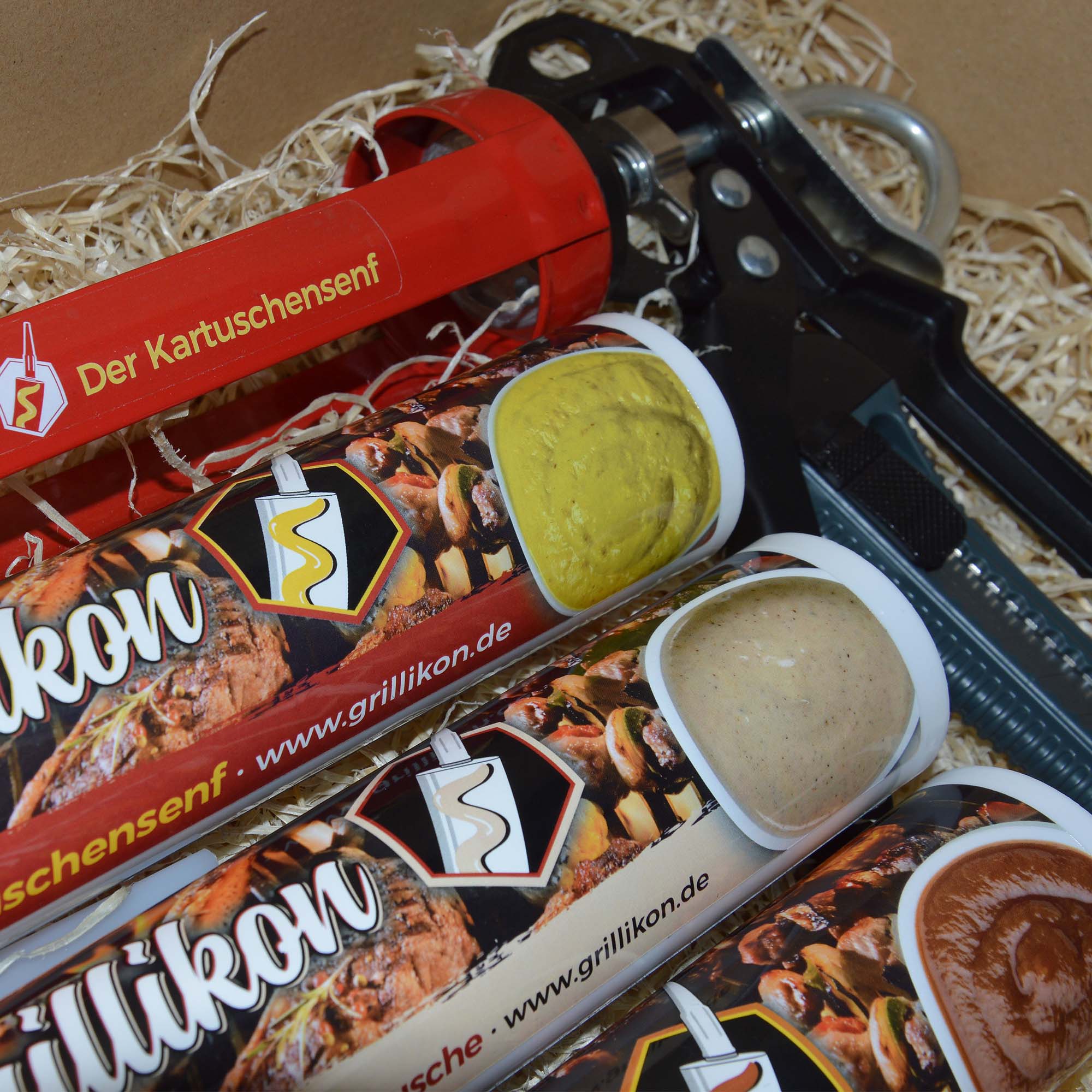 Grillikon Geschenkset Geselle mit 3 Kartuschensoßen und Pist