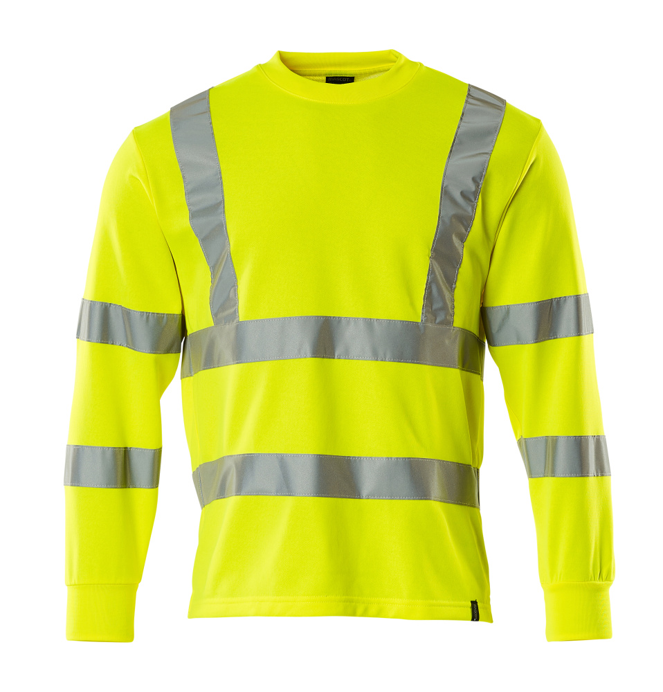 MASCOT® Melita SAFE CLASSIC Sweatshirt, einfarbige Warnschutzbekleidung in Hi-Vis Gelb mit breiten reflektierenden Streifen, Größe 2XL