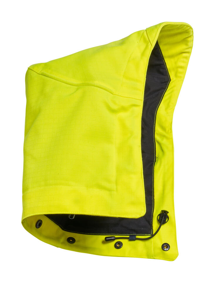 MASCOT® COMPLETE Kapuze in fluoreszierendem Hi-vis Gelb, schmutzabweisend, antistatisch, flammhemmend und mit Säureschutz, wind- und wasserdicht, mit Druckknöpfen und regulierbarer Elastikschnur für Multischutzjacke 19835-217