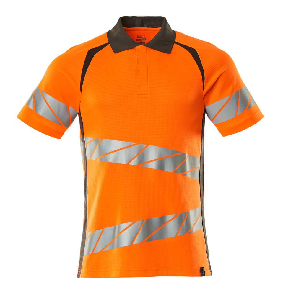 MASCOT® ACCELERATE SAFE Polo-Shirt in Hi-Vis Orange/Dunkelanthrazit, zweifarbige Warnschutzbekleidung mit reflektierenden Streifen, Größe 2XLONE