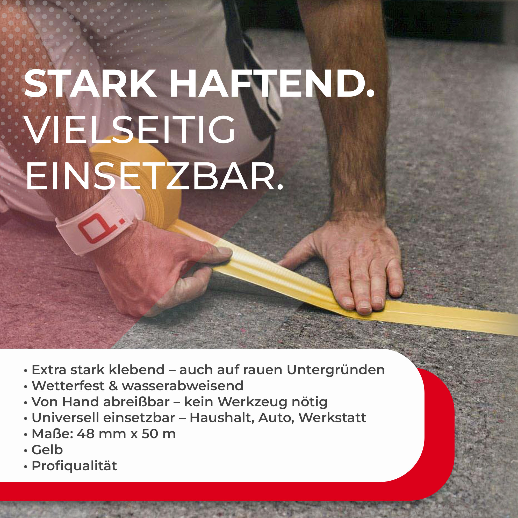 Zero Dust Gewebeklebeband gelb 48 mm x 50 m auf Rolle