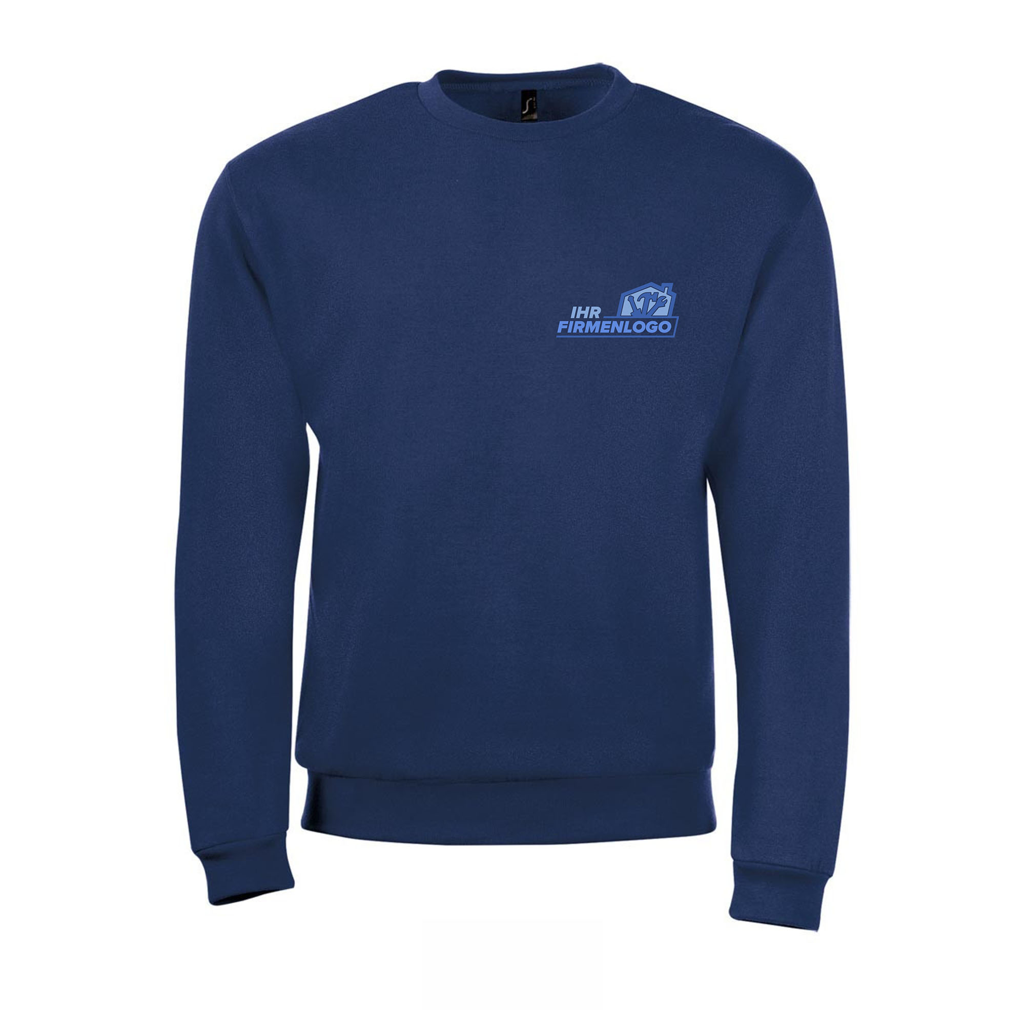 Blaues Handwerker Sweat-Shirt mit individuellem Firmenlogo