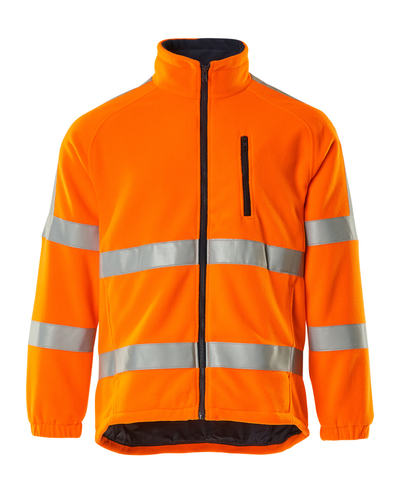 MASCOT® Salzburg SAFE ARCTIC Fleecejacke in fluoreszierendem Hi-Vis Orange mit Reflexstreifen, winddichtem Futter, Frontreißverschluss, Brusttasche und Gummizug an Ärmeln und Saum
