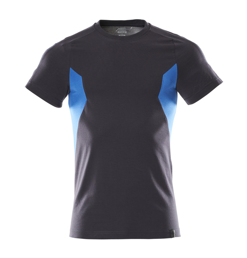 MASCOT® ACCELERATE T-Shirt in Schwarzblau/Azurblau, kurzarm, moderne körpernahe Passform aus gekämmter Baumwolle-Polyester-Mischung für Arbeitsbekleidung