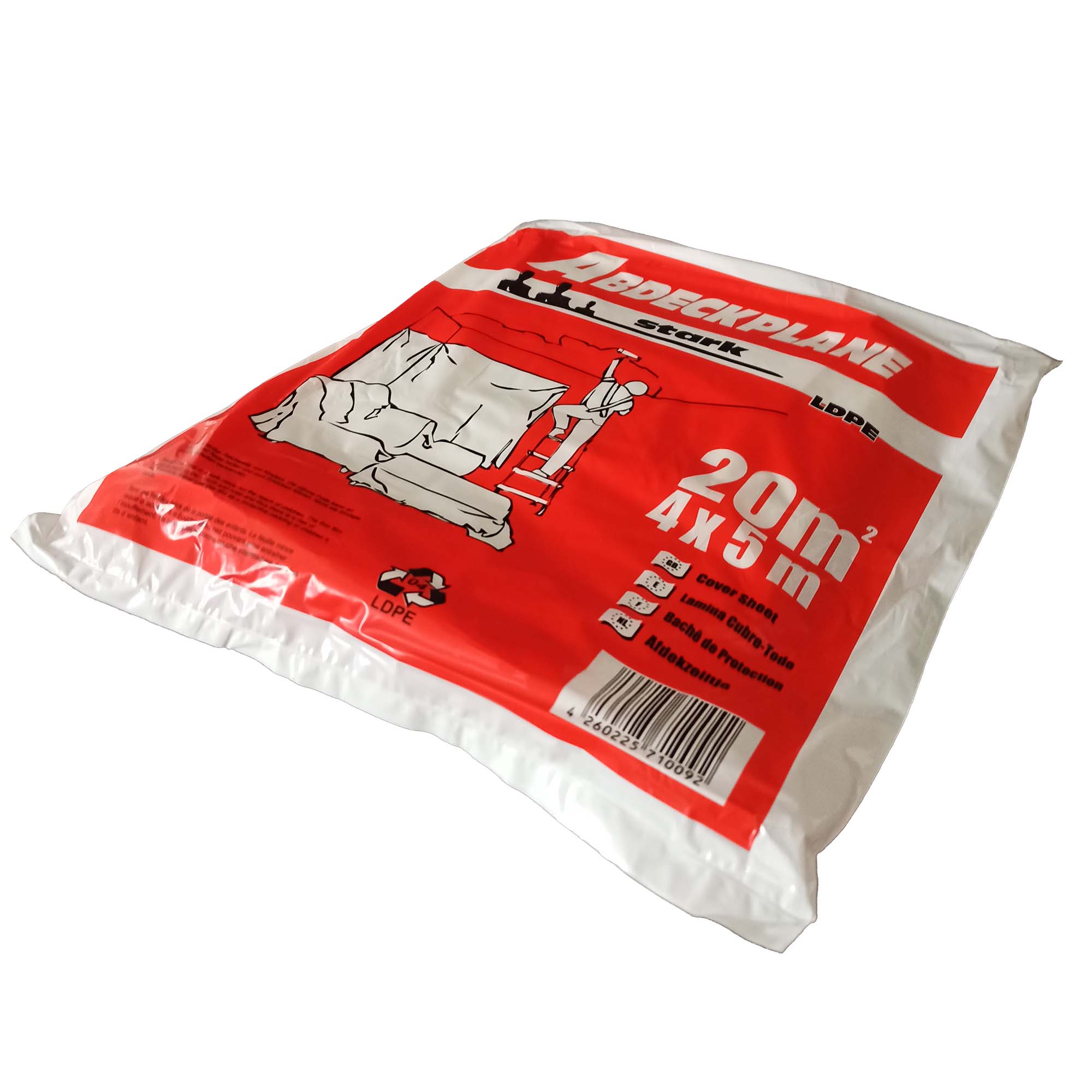 Verpackte Zero Dust LDPE Abdeckplane 30 my 4x5 m stark