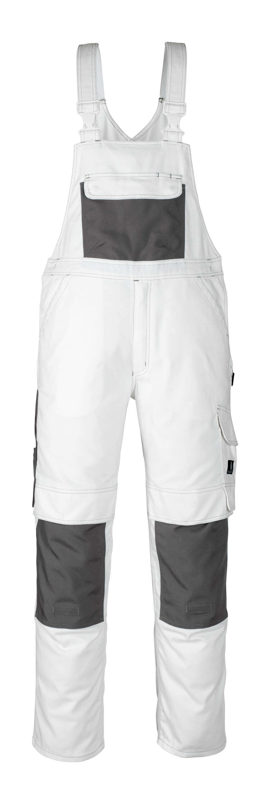 MASCOT® Orense HARDWEAR weiße Latzhose mit verstärkten Knietaschen und Werkzeugtaschen, robuste Arbeitsbekleidung, Größe 76C46