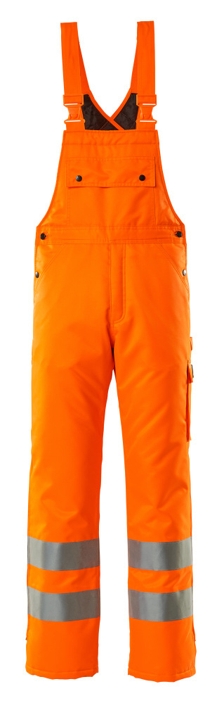 MASCOT® Lech SAFE ARCTIC Winterlatzhose in fluoreszierendem Hi-Vis Orange mit Reflexstreifen, Steppfutter, regulierbarem Bund und praktischen Taschen