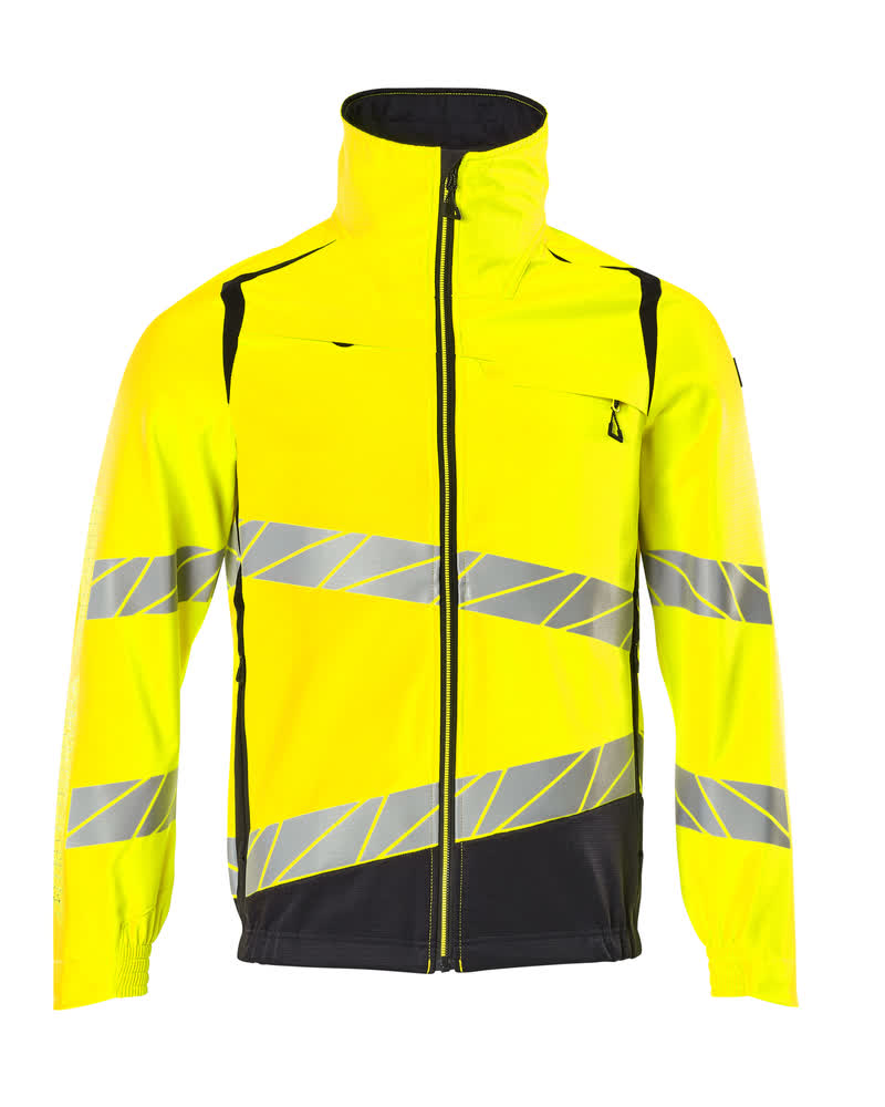 MASCOT® ACCELERATE SAFE Jacke in Hi-vis Gelb/Schwarz, Größe 2XL, zweifarbige Warnschutzjacke mit durchgehendem Reißverschluss und Reflexstreifen vorne