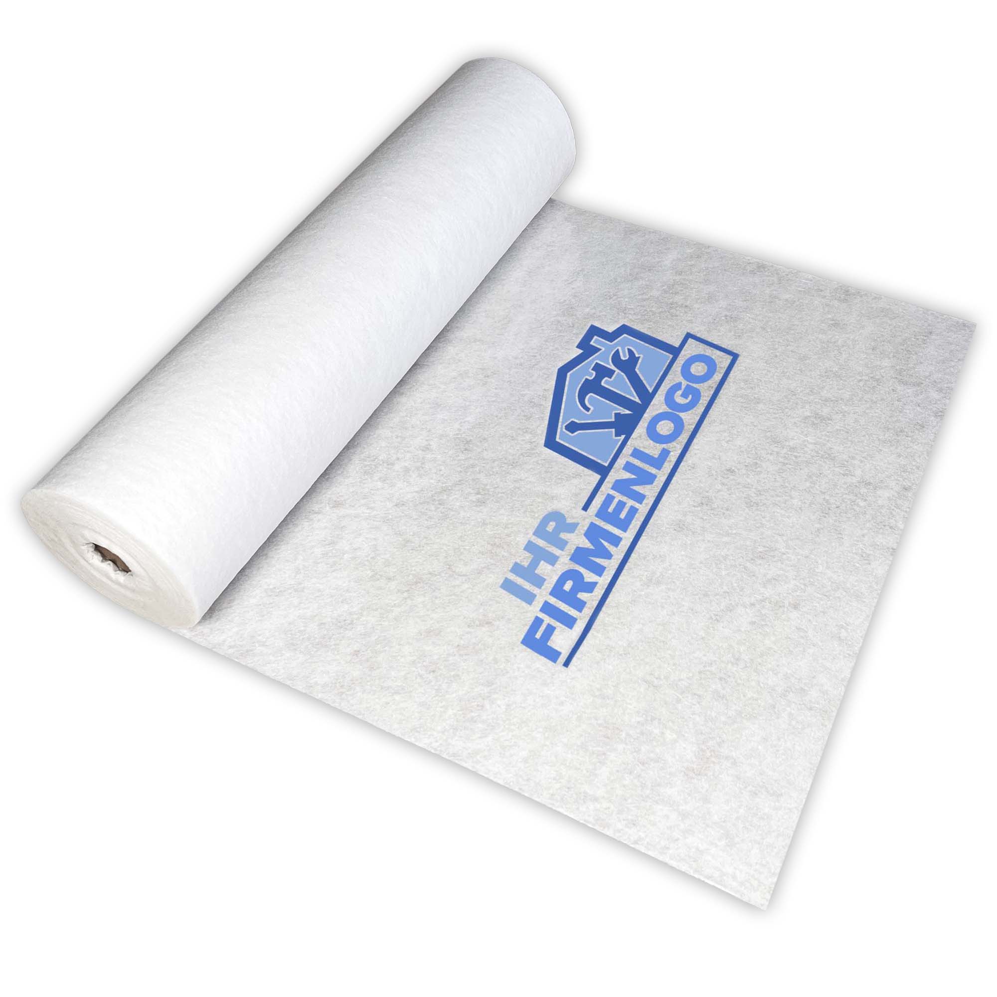 Rolle Abdeckvlies TreppTurbo180, selbsthaftend mit Folienoberseite 180 g/m² von Zero Dust, bedruckt mit Ihrem Firmenlogo für Boden- und Treppenabdeckung