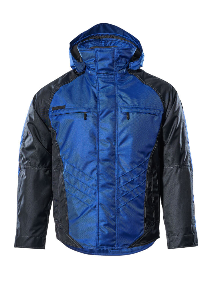 MASCOT® Frankfurt UNIQUE Winterjacke in Kornblau/Schwarzblau, Größe 2XL, robuste Winter-Arbeitsjacke mit Kapuze und Fronttaschen