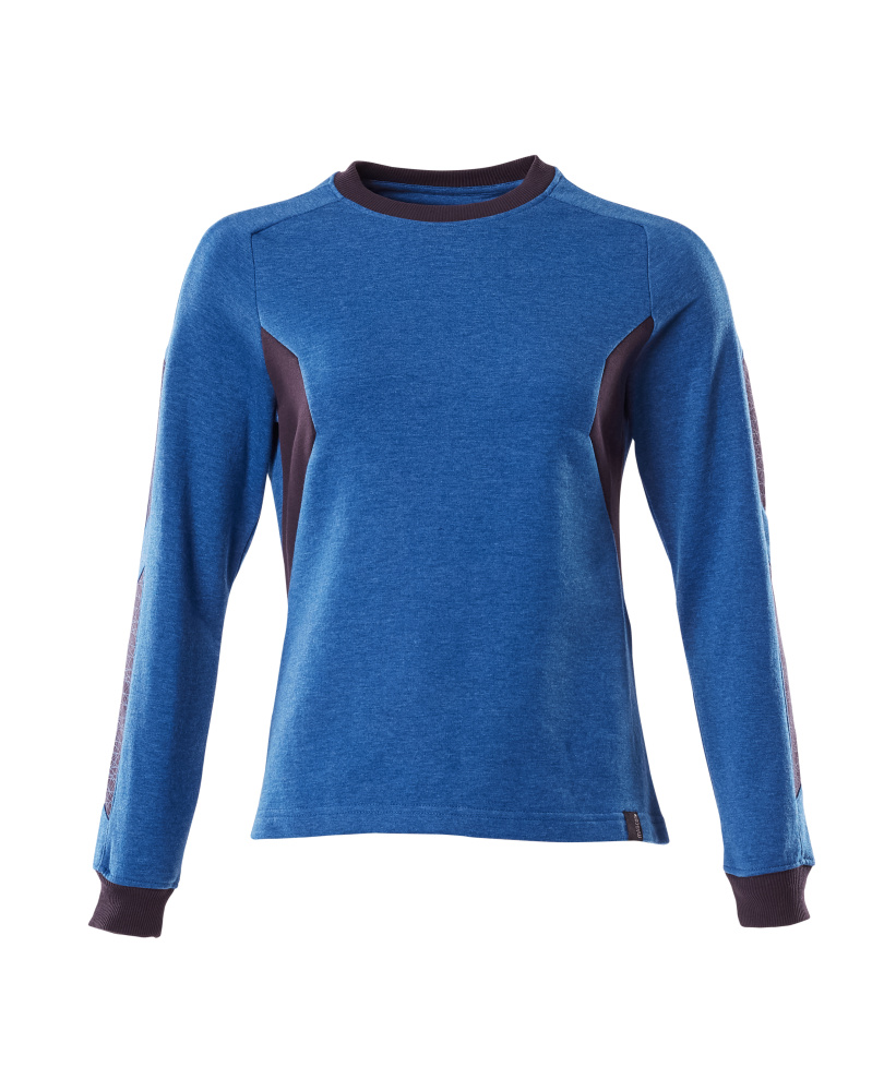 MASCOT® ACCELERATE Sweatshirt in Damenpassform, Farbe Azurblau/Schwarzblau, Größe 2XL, funktionelles Arbeits-Sweatshirt mit langen Ärmeln