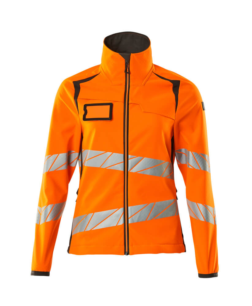 MASCOT® ACCELERATE SAFE Softshelljacke für Damen in Hi-vis Orange/Dunkelanthrazit, Größe 2XL, zweifarbige Winterwarnschutzjacke mit Reflexstreifen vorne