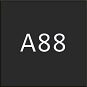 Quadratisches Icon mit weißer Aufschrift A88 auf schwarzem Hintergrund