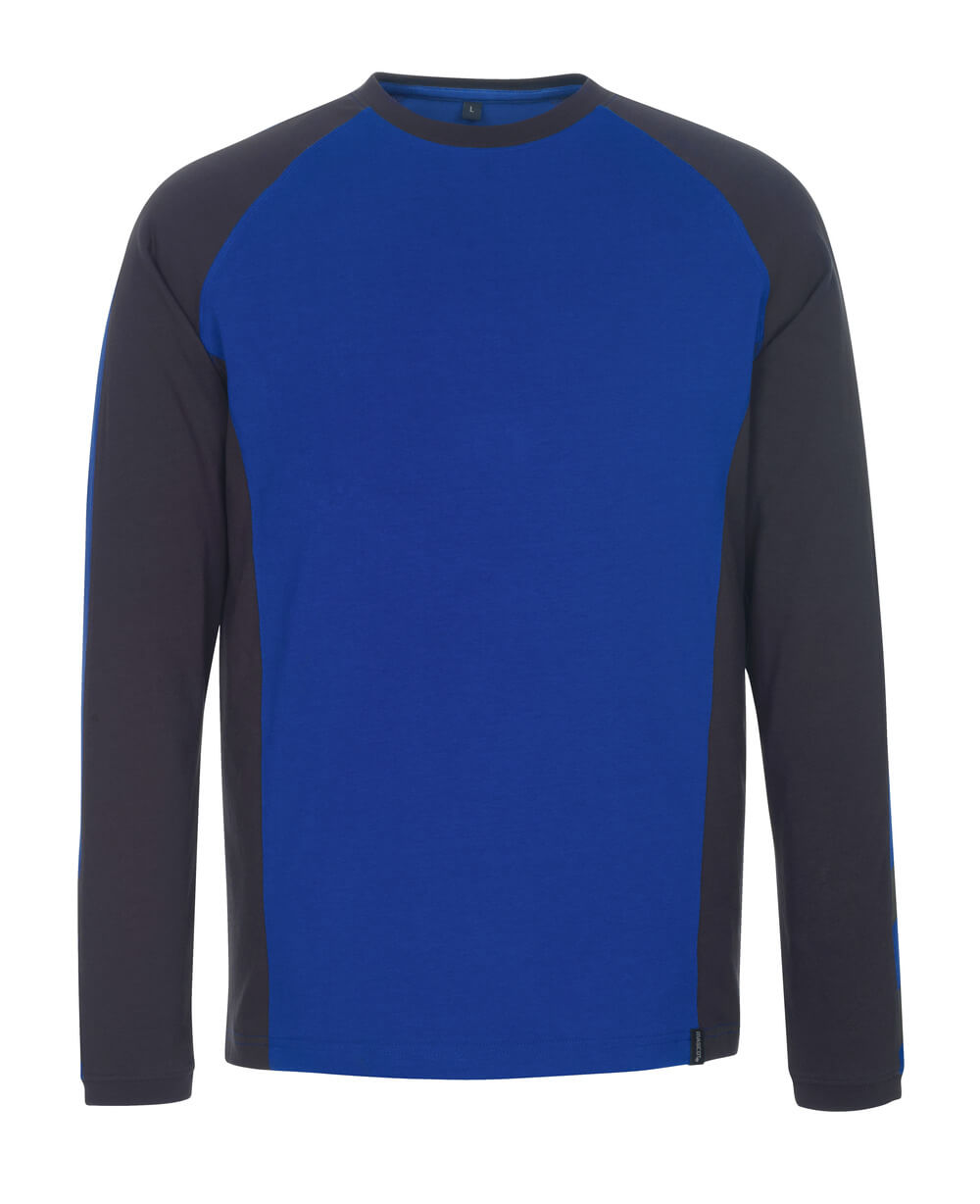 MASCOT® Bielefeld UNIQUE Langarmshirt in Kornblau/Schwarzblau, langärmliges Arbeitsshirt in Größe 2XL für professionelle Arbeitskleidung