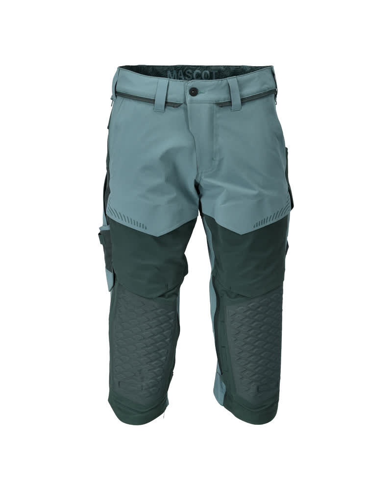 MASCOT® CUSTOMIZED Dreiviertel-Hose mit Knietaschen, strapazierfähige Arbeitsbekleidung in Hell Waldgrün/Waldgrün, Größe C44, Vorderansicht