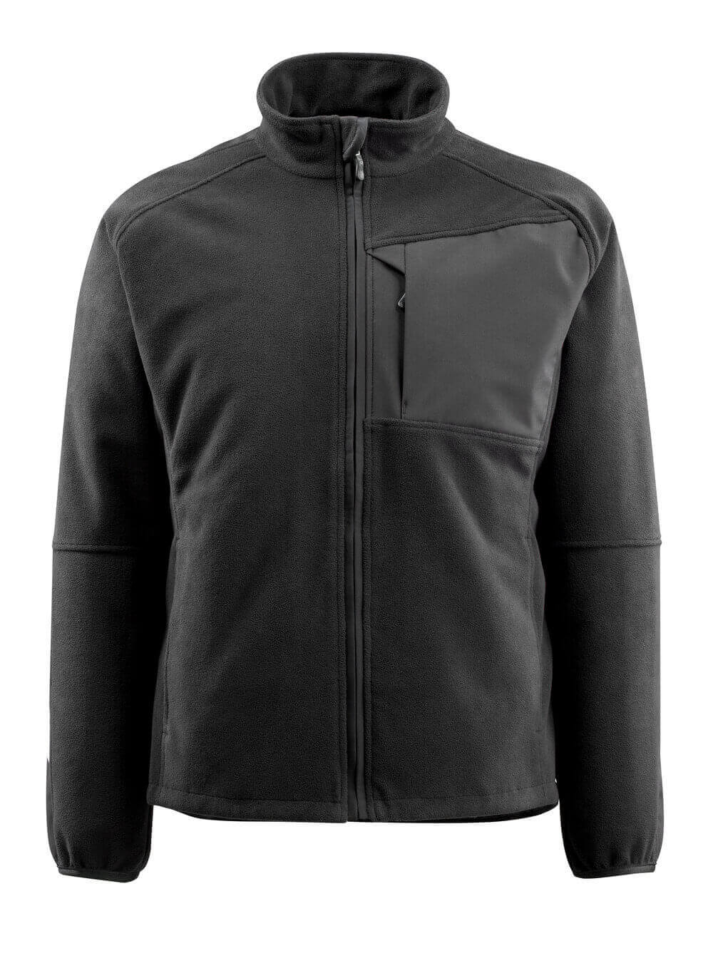 MASCOT® Marburg UNIQUE Fleecejacke in Schwarz, Größe 2XL, warme Winter-Arbeitsjacke mit Reißverschluss und verstärkter Brusttasche