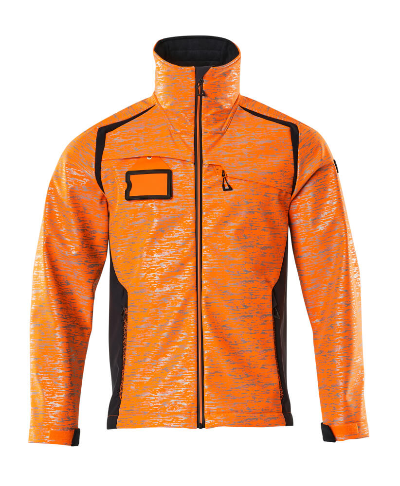 MASCOT® ACCELERATE SAFE Softshelljacke in Hi-Vis Orange/Schwarz, winddicht und wasserabweisend, Winterwarnschutzjacke für Arbeit und Sicherheit, Größe 4XL