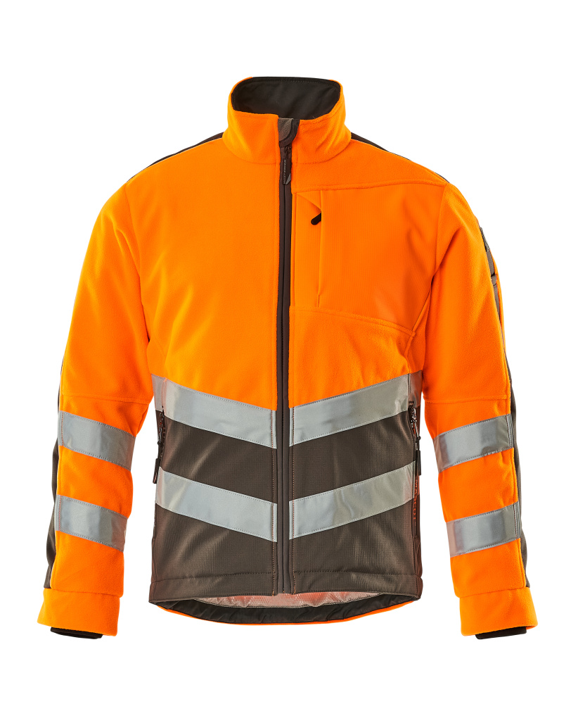 MASCOT® Sheffield SAFE SUPREME Fleecejacke in Hi-Vis Orange/Dunkelanthrazit, Größe 2XL, zweifarbige Winterwarnschutzbekleidung mit reflektierenden Streifen